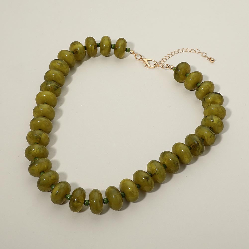 OLIVE LARGE BEAD NECKLACE