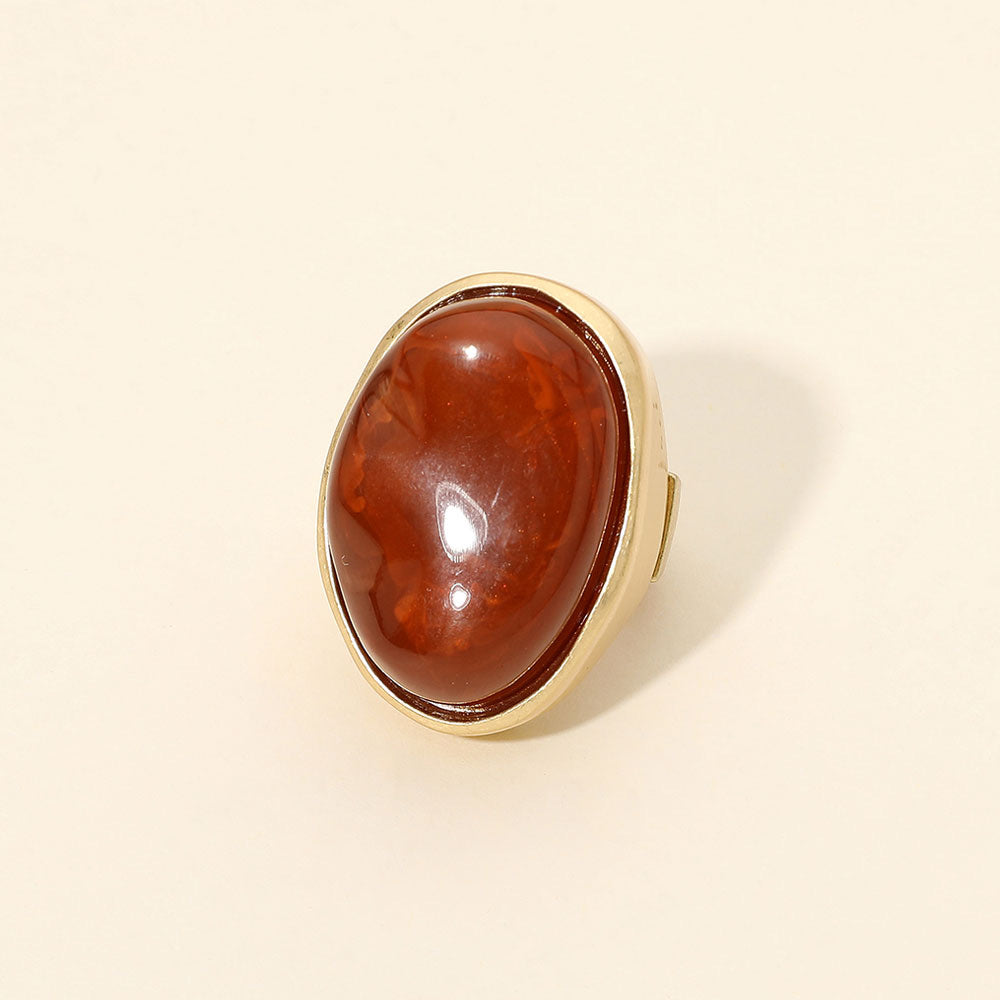 BROWN STONE STATEMENT RING WITH STRETCH