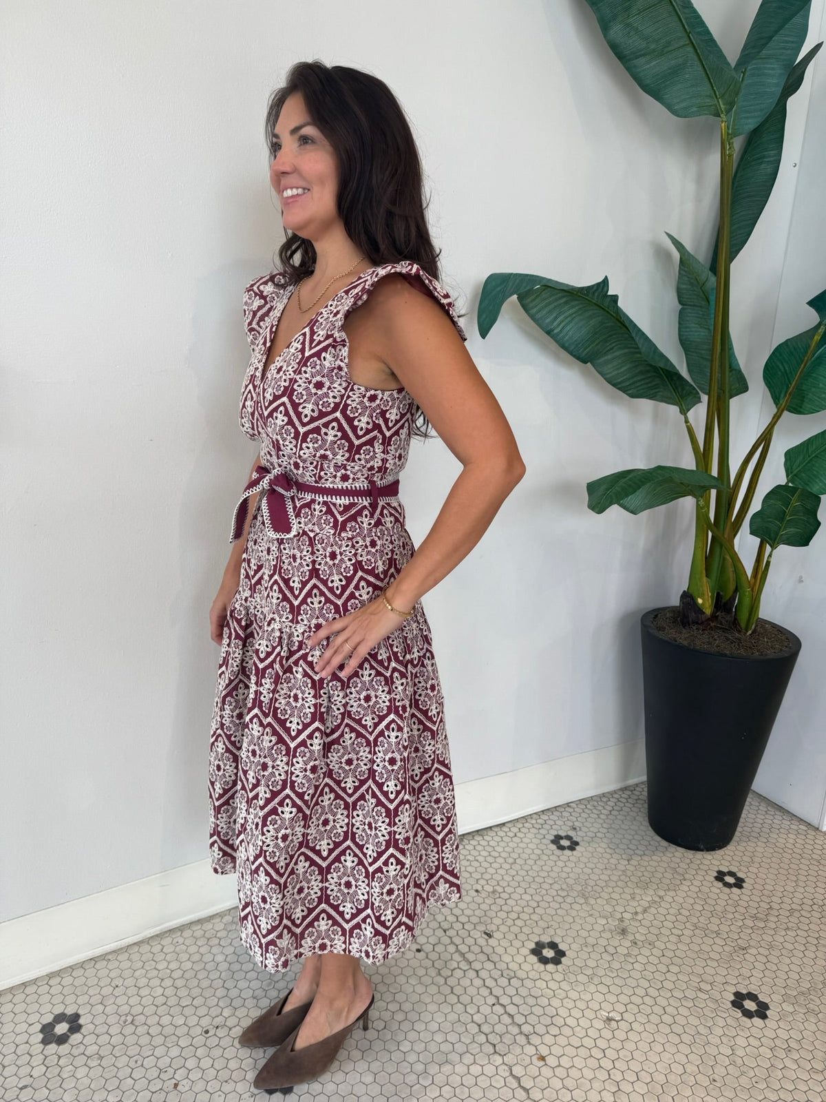 ANELL EMBROIDERED DRESS MAGENTA