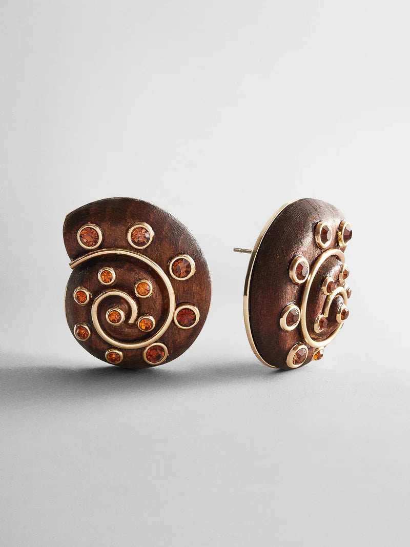 HIGH TIDE SHELL EARRINGS BROWN