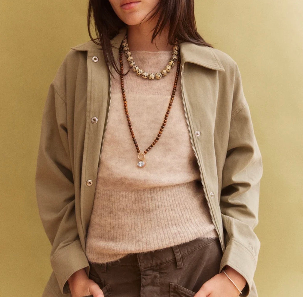 CARRIE BEADED NECKLACE - TIGER'S EYE