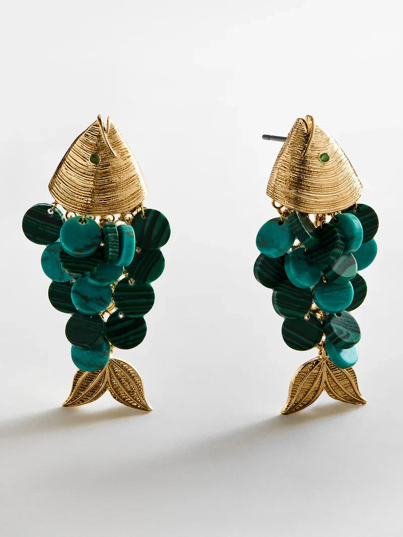 RIPPLE EFFECT EARRINGS MALACHITE