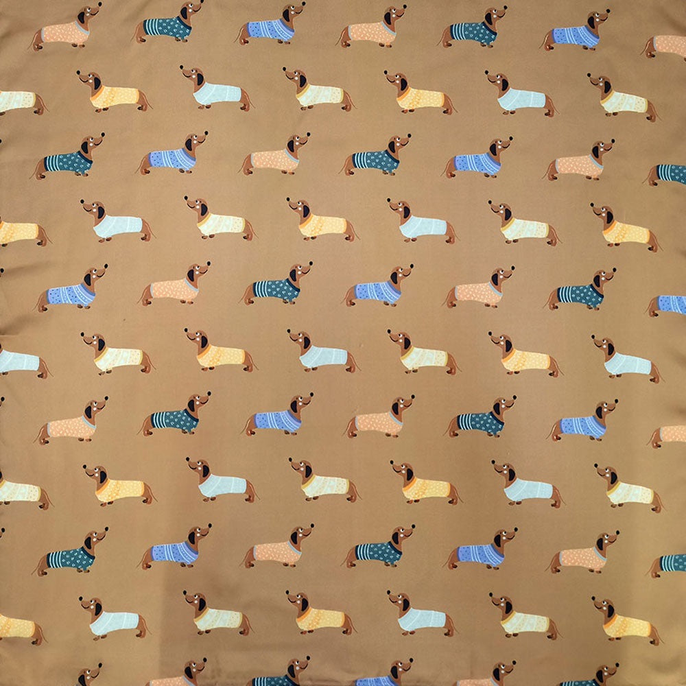 TAN MULTI WEINER DOG SCARF