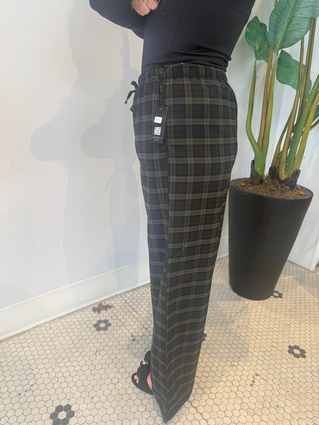 MERRY PLAID DRAWSTRING PANTS