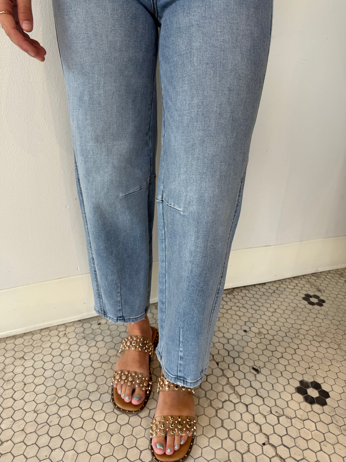 BARNI STRETCH DENIM BARREL PANT