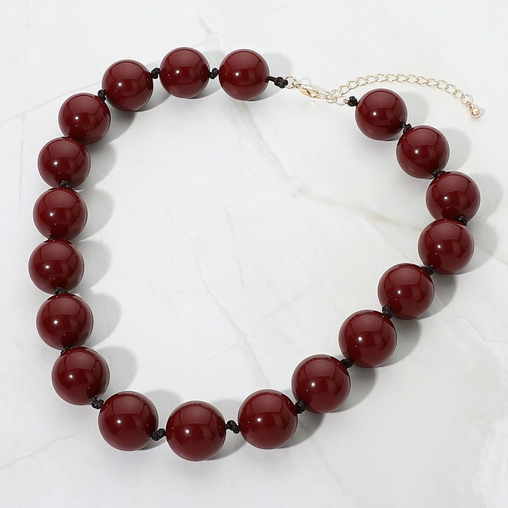 BURGUNDY BEADED NECKLACE