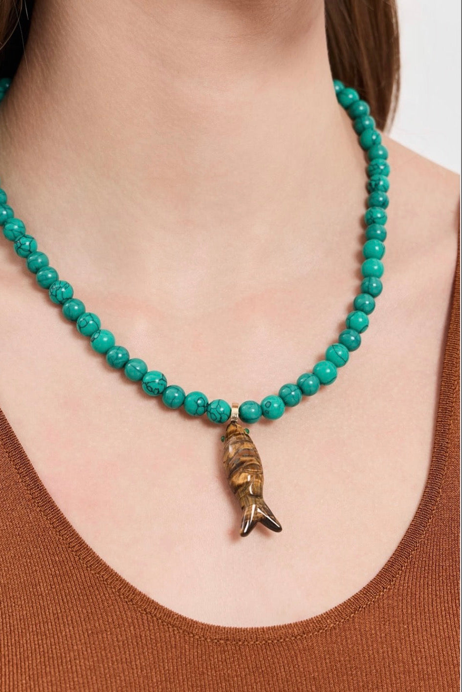 FISH OUT OF WATER NECKLACE TURQ