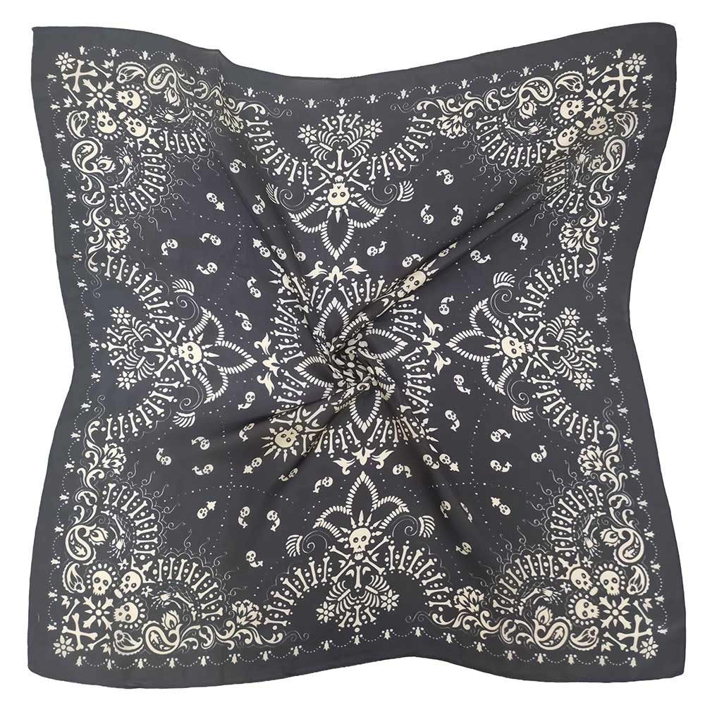 BLACK SKULL BANDANA SCARF