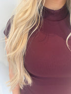 MIKA RIB CAP SLEEVE MOCKNECK PRUNE