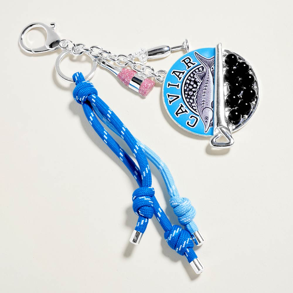 LIGHT BLUE CAVIAR BAG CHARM