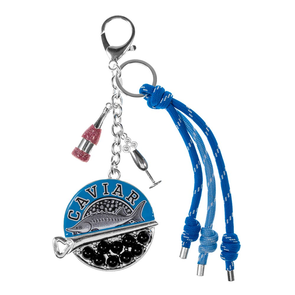 LIGHT BLUE CAVIAR BAG CHARM