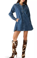 EDITH DRESS IN DARK DENIM