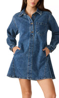 EDITH DRESS IN DARK DENIM