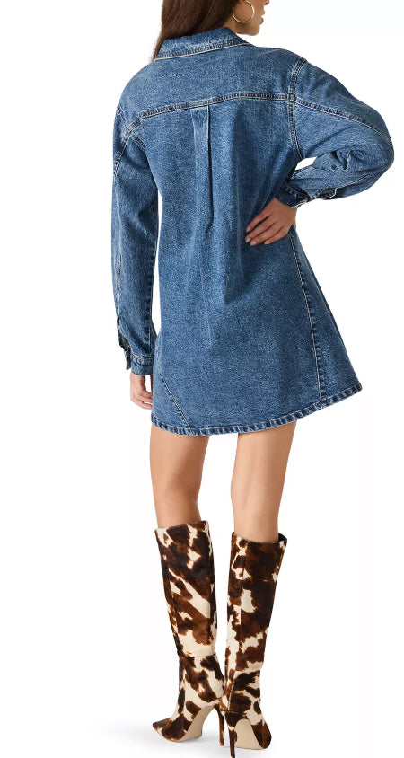 EDITH DRESS IN DARK DENIM