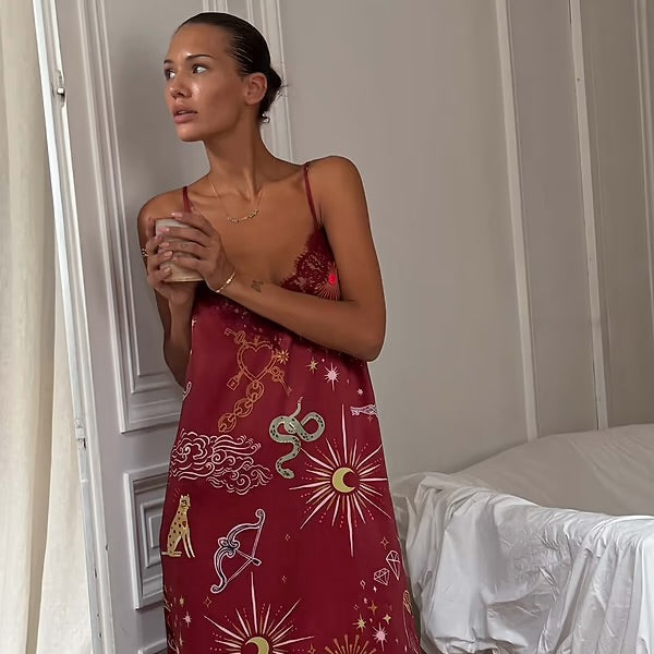 BURGUNDY MYSTICAL LACE SLIP DRESS