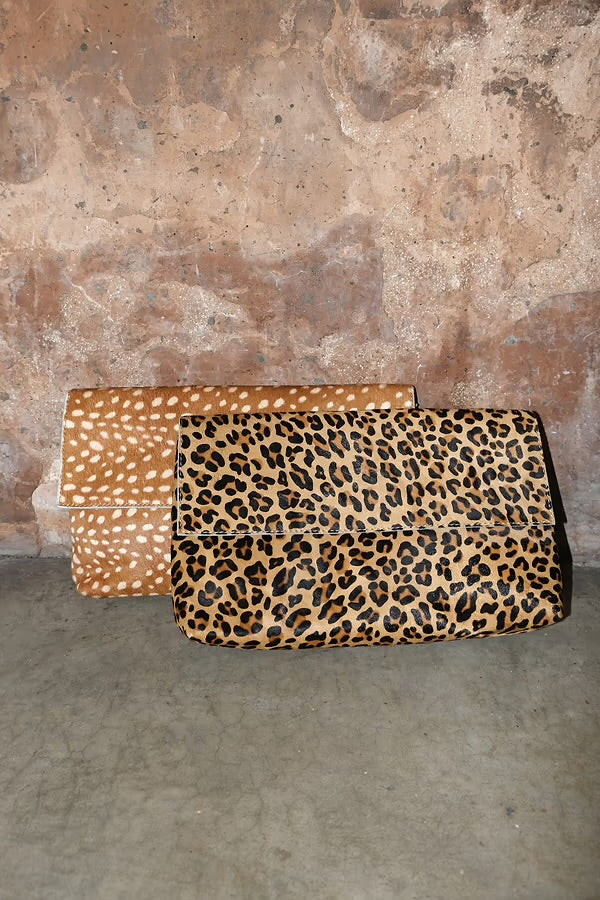 LEOPARD PONY FOLD OVER CLUTCH
