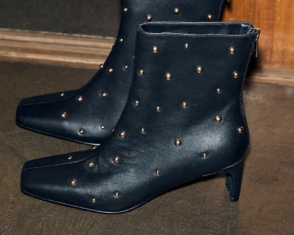 BLACK GOLD STUDDED BOOTS