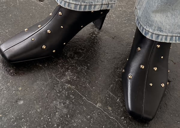 BLACK GOLD STUDDED BOOTS