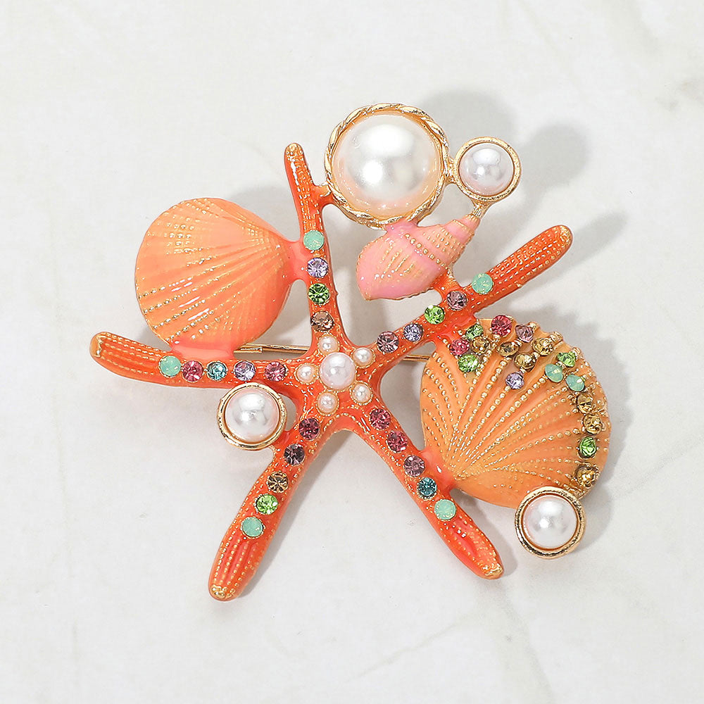 STARFISH CORAL BROOCH