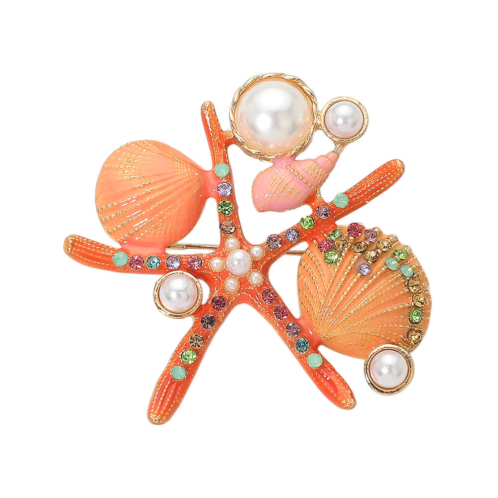 STARFISH CORAL BROOCH