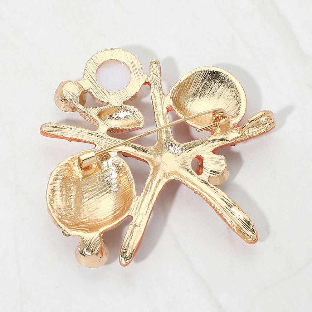 STARFISH CORAL BROOCH
