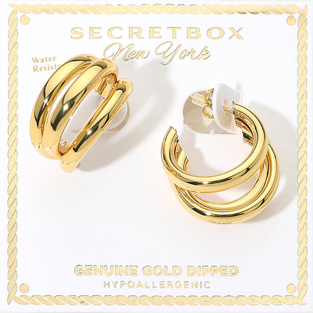 GOLD TRIPLE HOOP  EARRINGS