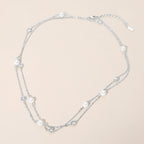 SILVER DOUBLE STRAND PEARL NECKLACE
