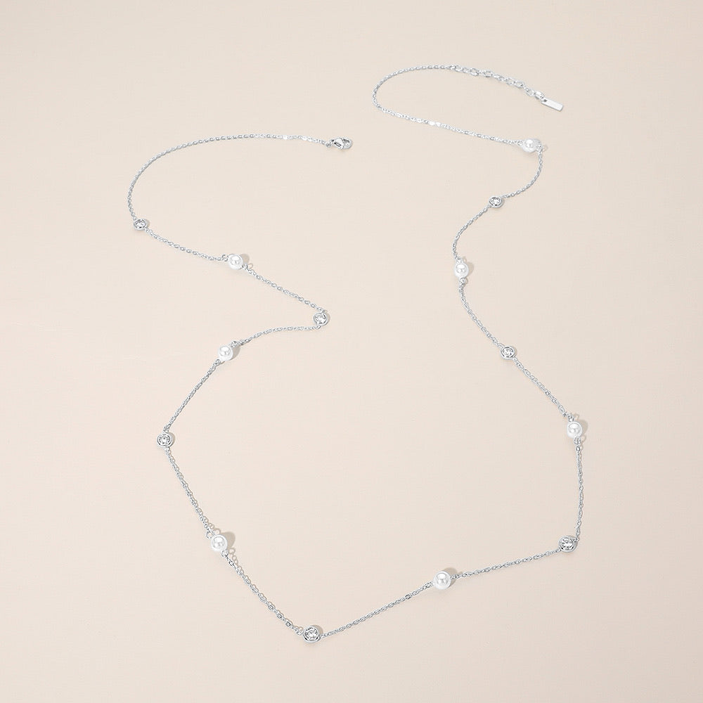 SILVER DOUBLE STRAND PEARL NECKLACE