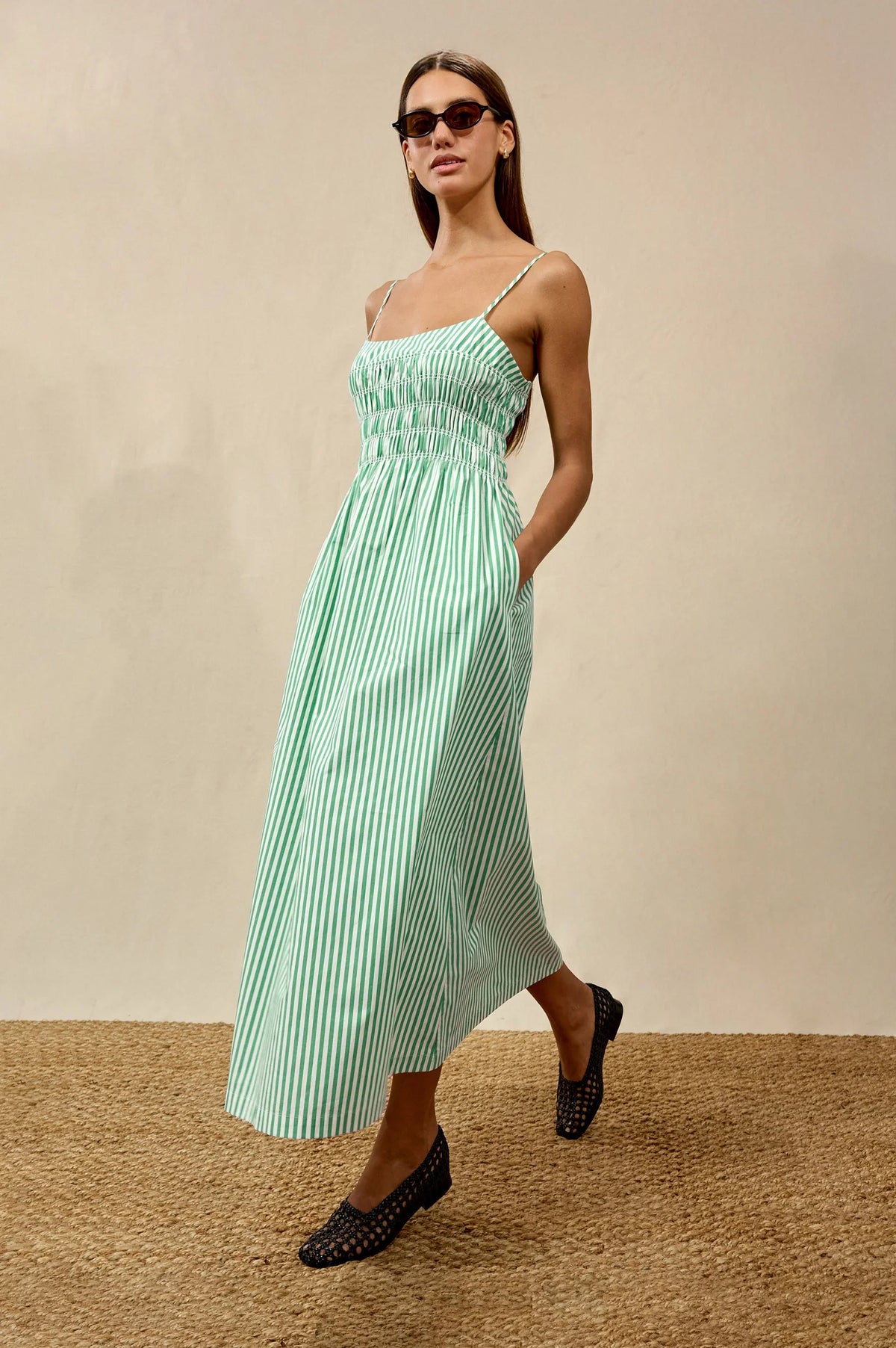 PRIMROSE EMERALD STRIPE DRESS