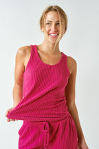 SOFTCORE RIBBED LOUNGE SET FUSHCIA