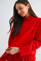 MALIBU OFFSET RAW EDGE HALF ZIP SET RED