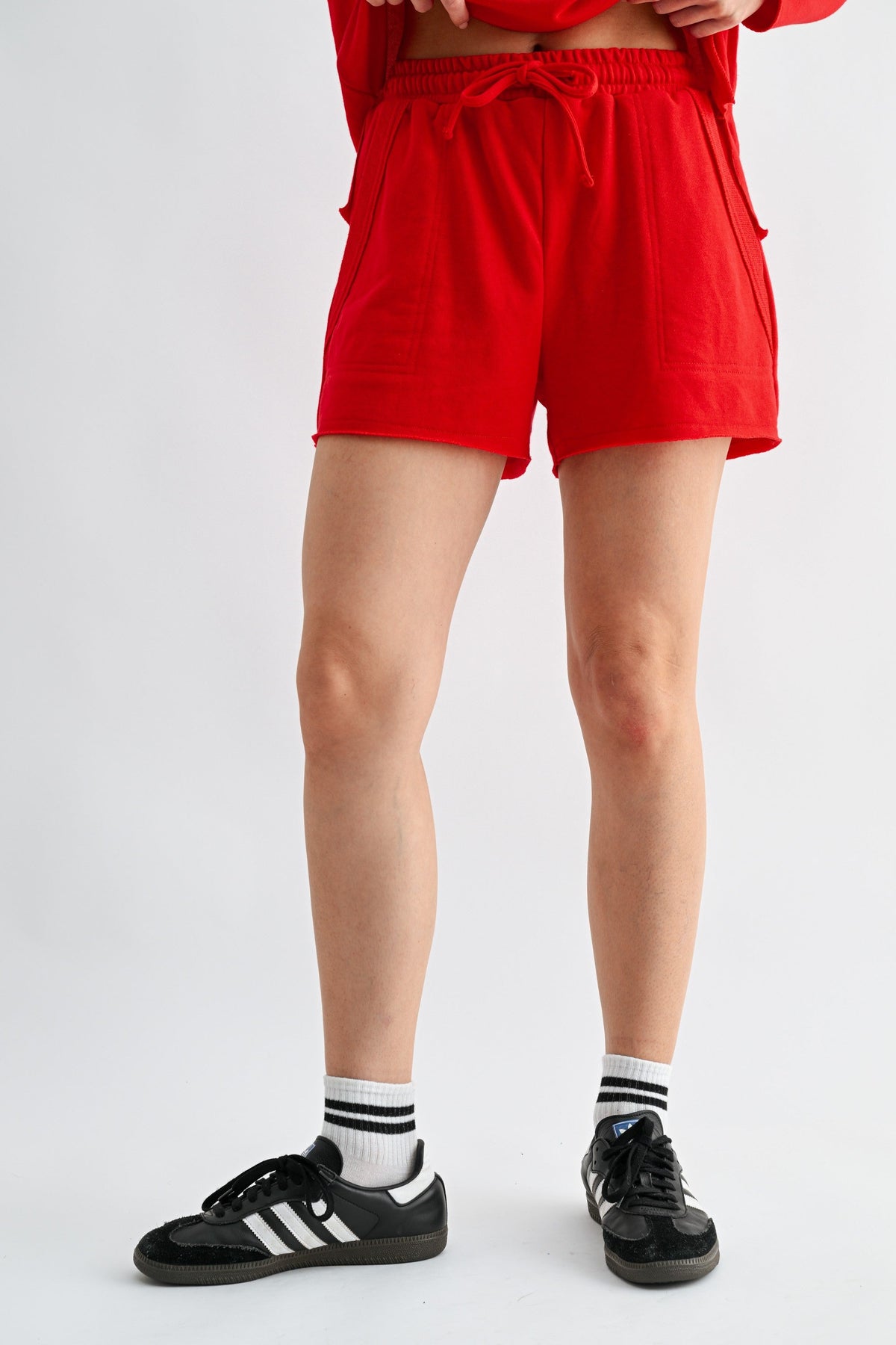 MALIBU OFFSET RAW EDGE HALF ZIP SET RED