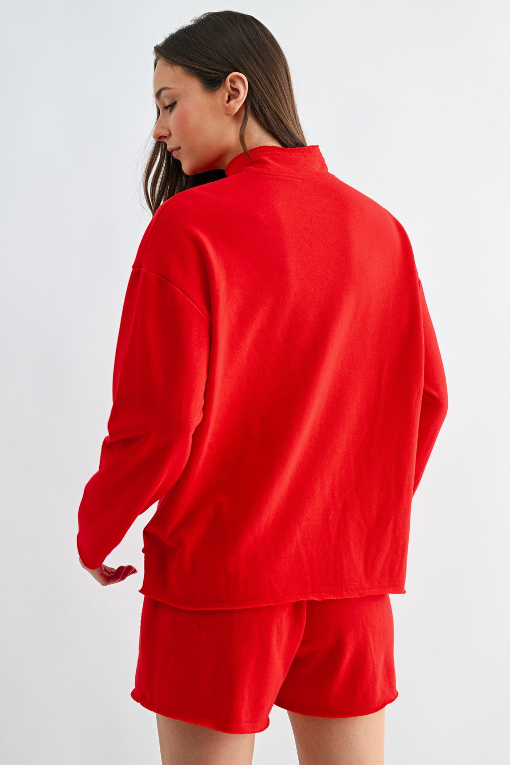 MALIBU OFFSET RAW EDGE HALF ZIP SET RED