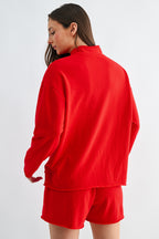 MALIBU OFFSET RAW EDGE HALF ZIP SET RED