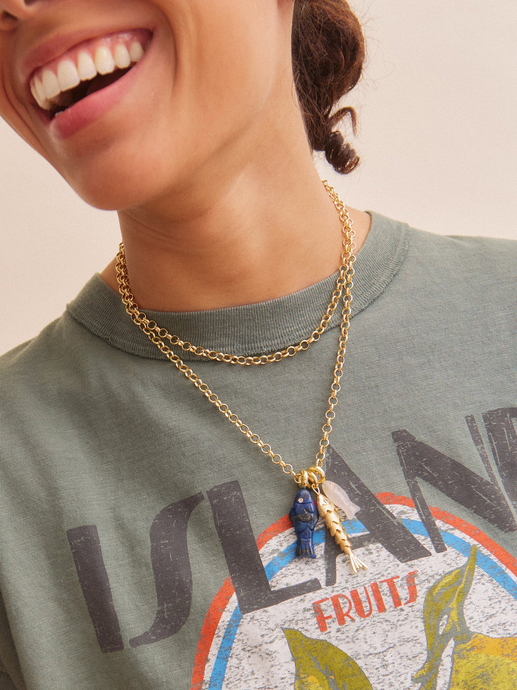 LUCKY CATCH FISH CHARM NECKLACE