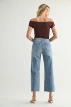 SLIM WIDE LEG MEDIUM WASH DENIM