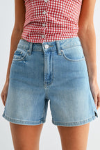 LIGHT DENIM SIDE SLIT SHORTS