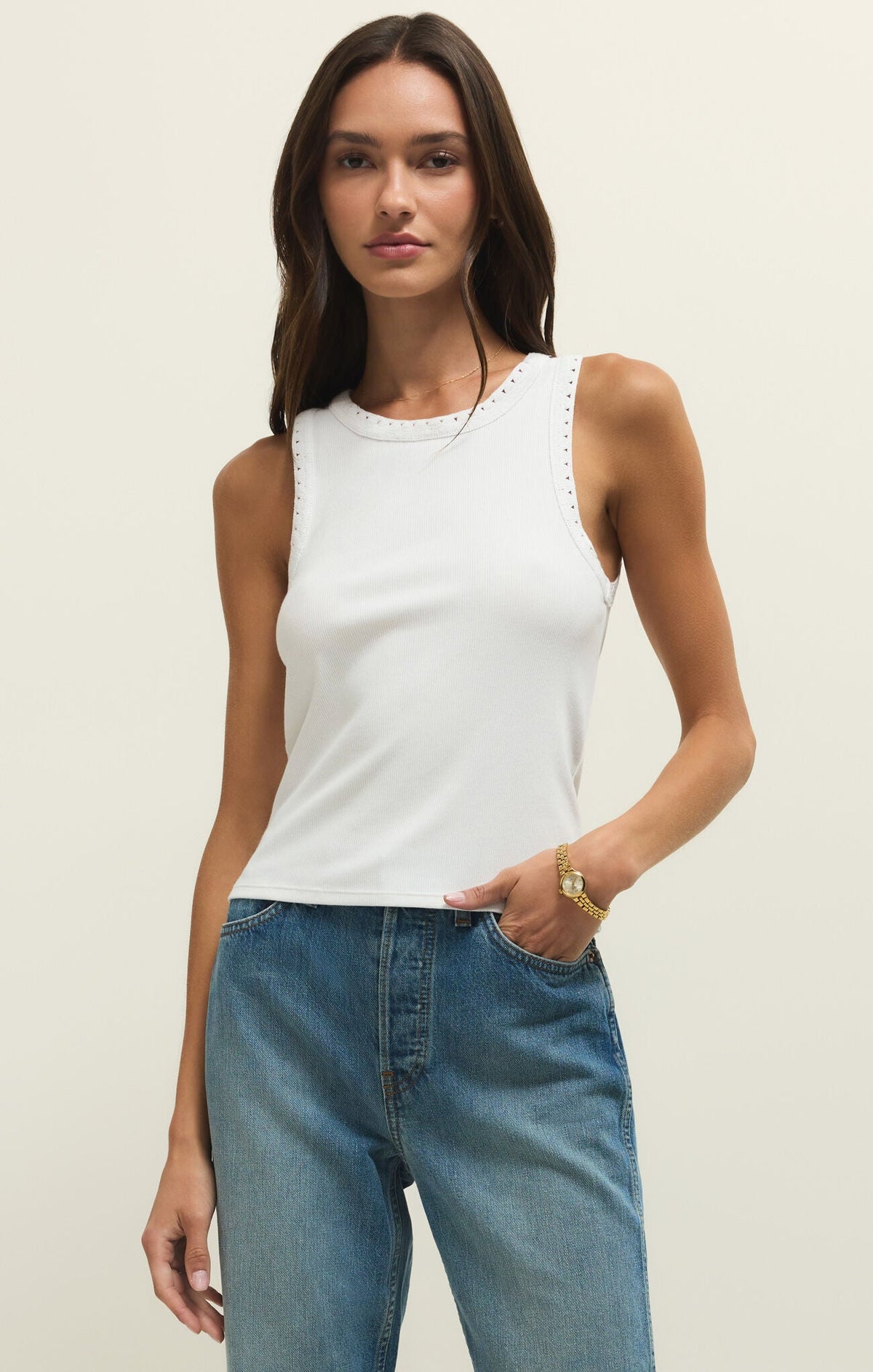 CLARKE RIB TANK WHITE