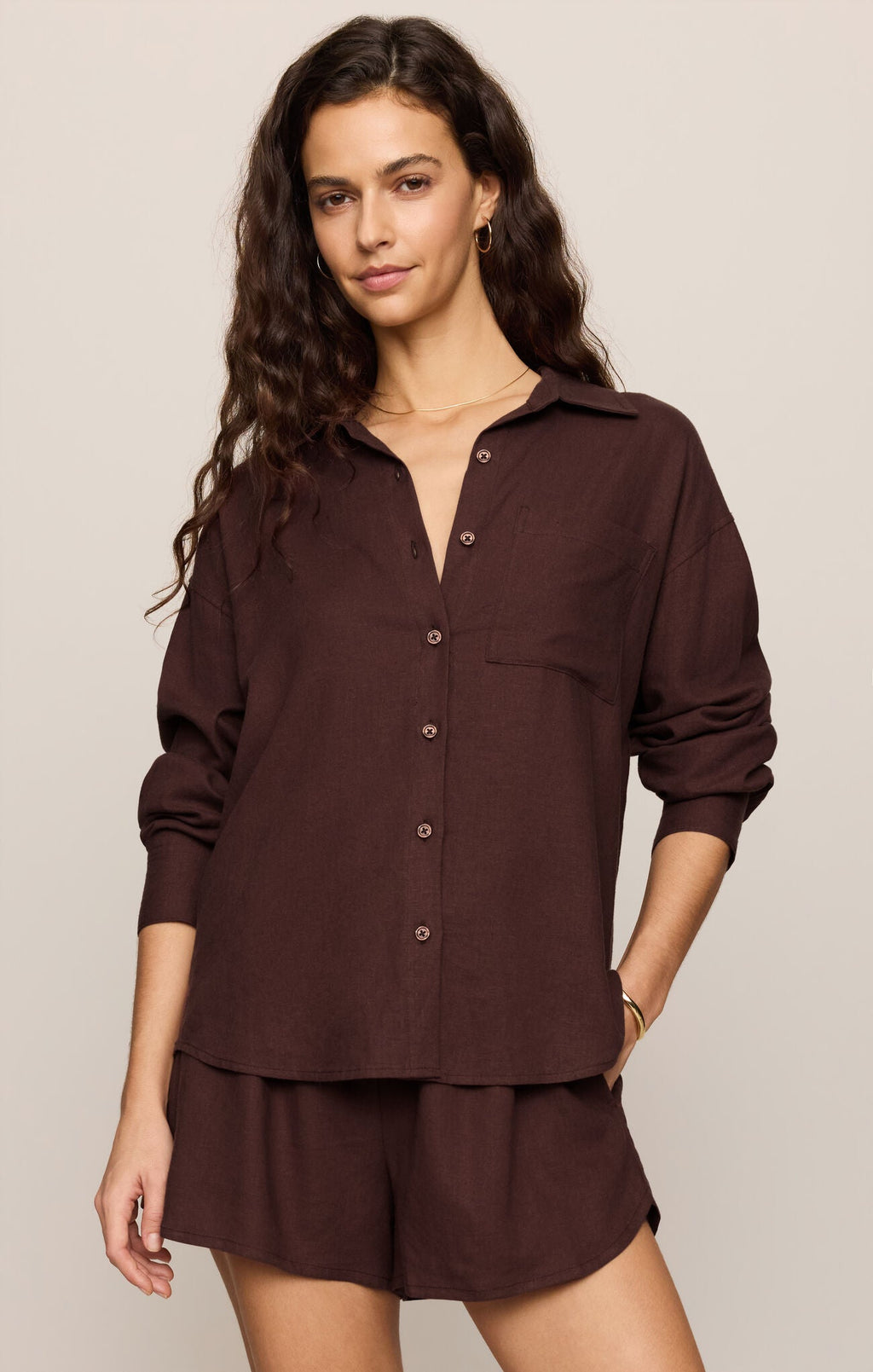 ALFIE BUTTON-UP SHIRT CHOC CHERRY