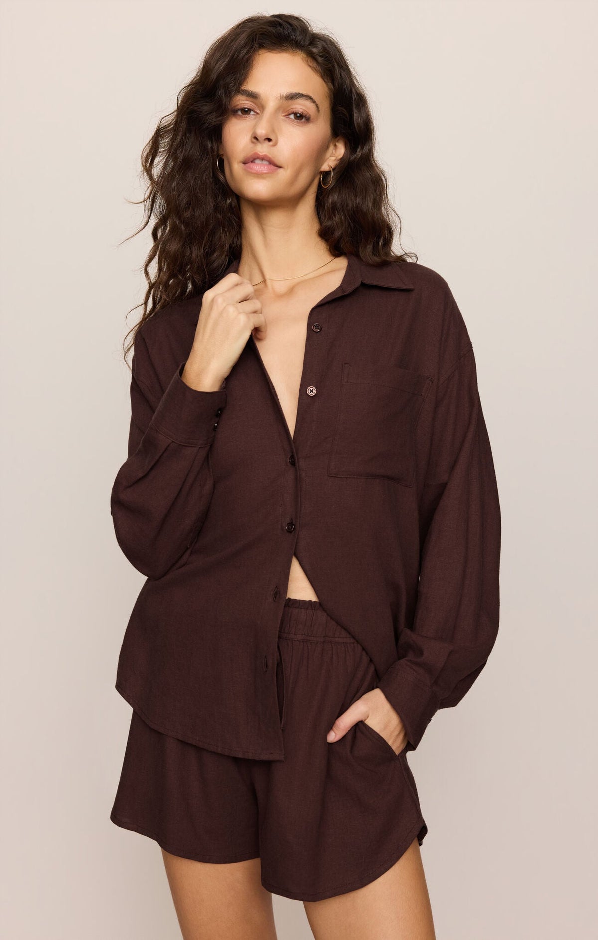 ALFIE BUTTON-UP SHIRT CHOC CHERRY